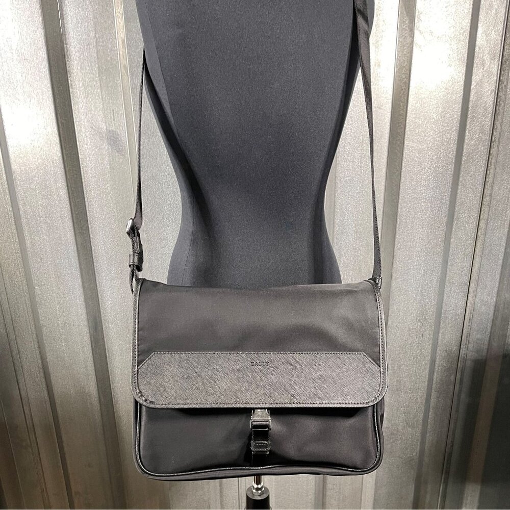 Bally Mens Terkos Black Fabric Messenger Bag